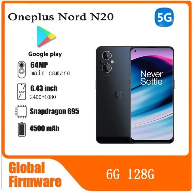 Oneplus Nord N20 5G 6G 128G SmartPhone CPU Qualcomm Snapdragon 695 capacité de la batterie 4500mAh 64MP caméra plein écran utilisé téléphone 1