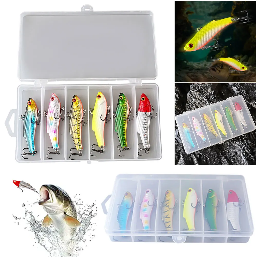 6pcs/box Fishing Lure Vibration Artificial Hard Baits 7cm 16g Crankbait Swimbait for Bass Pike Perch Pesca