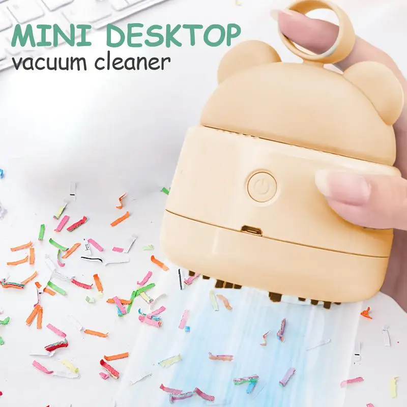 Desktop Vacuum Cute Portable Table Dust Vaccum Cleaner Crumbs -speed Cute Wireless Design Silicone Carry Handle USB Charging