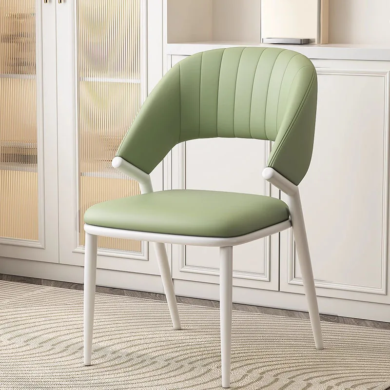 

Armless Minimalist Dinning Chair Metal Legs White Occasional Leather Dinning Chair Lounge Luxury Sillas Para Comedor Furniture