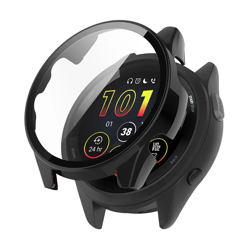 Watch Screen Protector Case Tempered Glass+Case For Garmin Forerunner 165 PC Hard Screen Protector All-around Bumper Protective Cover for Garmin 165 Music