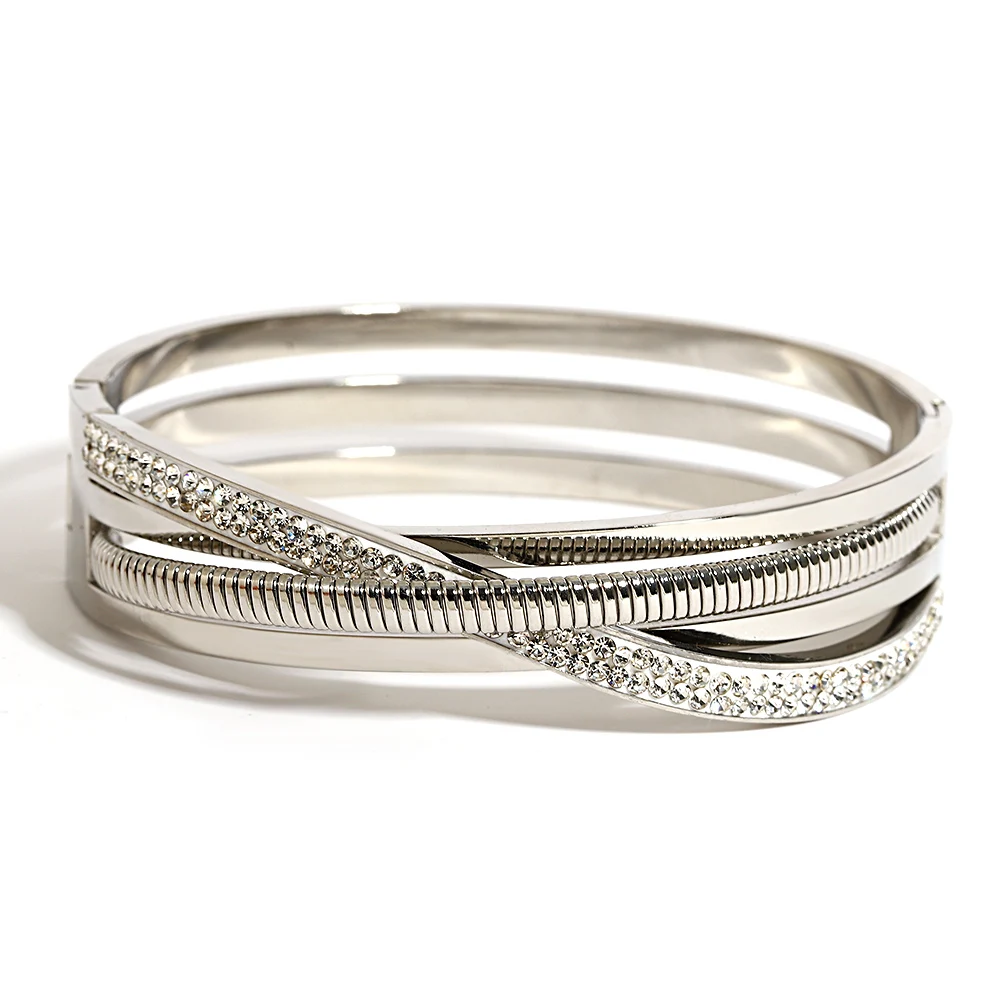 2 Bracciali Bangle Minimalisti Con Cerniera Aperti - Bracciali Grossi Alla Moda Per Donna