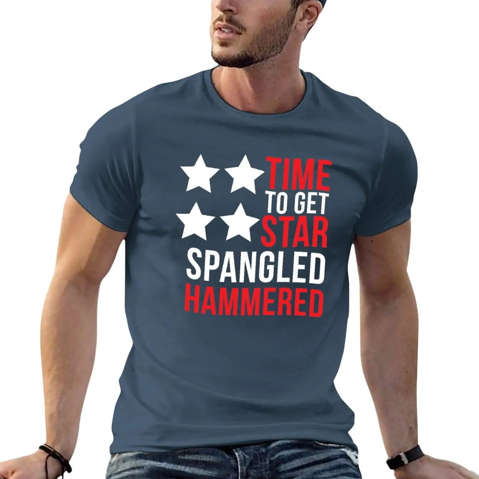 

Time To Get Star Spangled Hammered T-Shirt Blouse anime clothes vintage summer top men clothing
