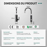 Briwellna robinet électrique avec bec universel chauffe-eau 220V robinet de chauffage chauffe-eau instantané robinet en acier inoxydable Geyser 6