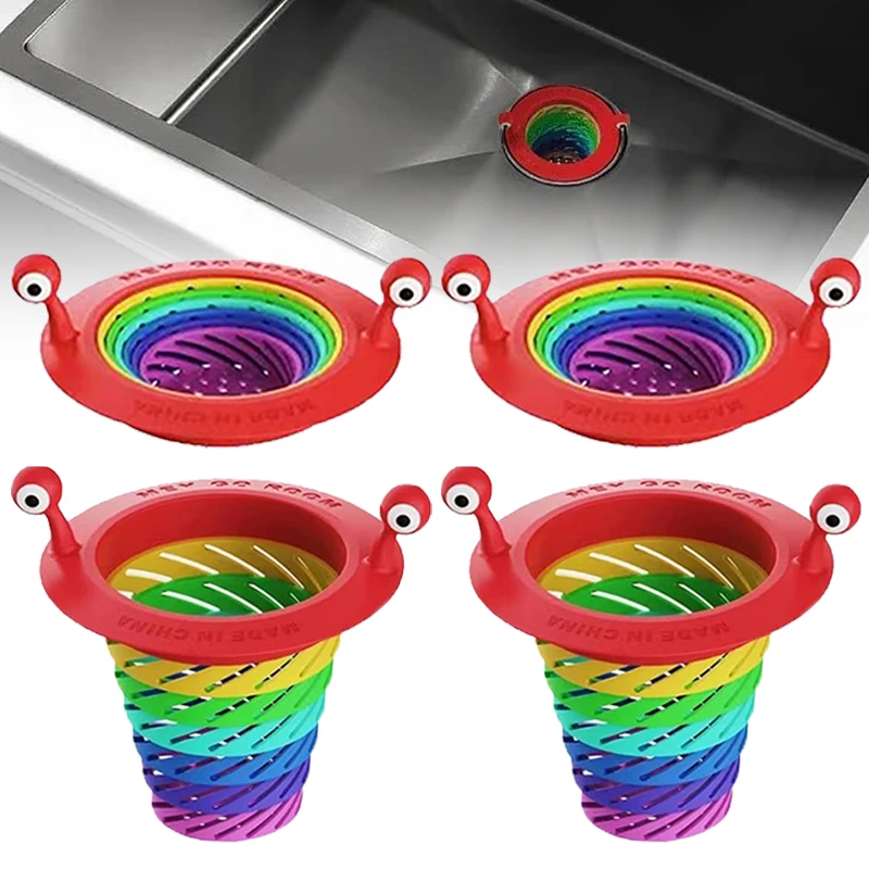 Creative Rainbow Floor Drains Foldable Kitchen Filter Mesh Sink Strainer Universal Anti-Clog Funnel Strainers for Bathroom