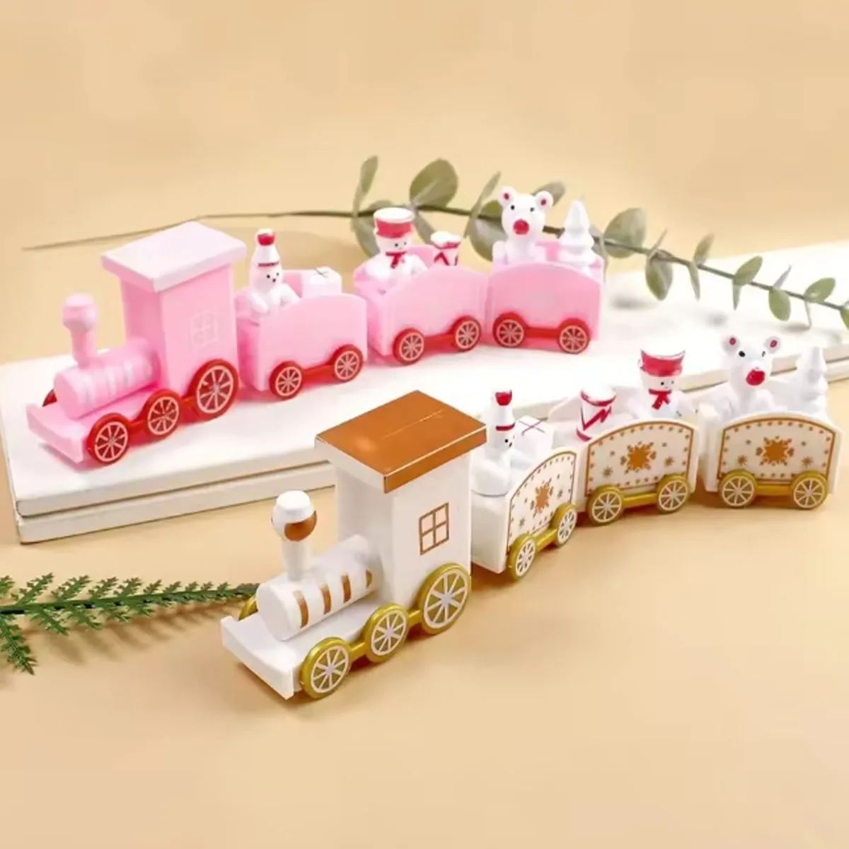 1pc-Christmas Cake Decoration Ornament Plugin Small Train Plastic Christmas Birthday Gift Decoration Baking Supplies