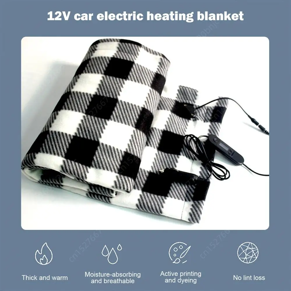 Car Heated Blanket Constant Temperature Heating Blanket 12V Heated Safety Timer Car Heating Pad Fleece Car Blanket for RV Caravan Camper