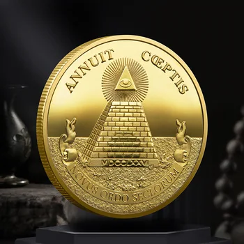 Souvenir Pyramid Coin European and American Faith God's Eye Free Freemason Commemorative Coin