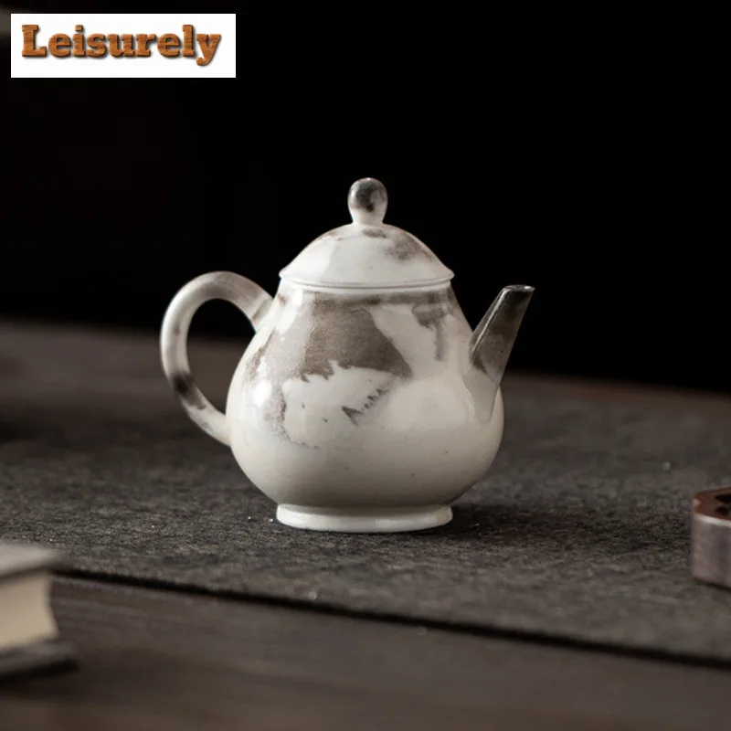 120ML Ink Painting Zhiye Roasting Ruyi Teapot Traditional Tea Infuser Pot Tea Brewing Kettle with Filter Tea Ceremony Decoration