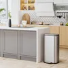 Stainless Steel Garbage Can with Silent Lid, Durable Pedal & Inner Bucket, Pedal Garbage Bin for Kitchen Inside Outside 3