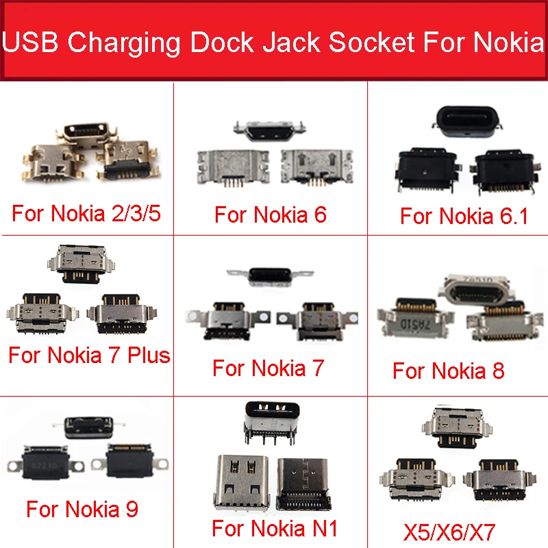 

Зарядная розетка для Nokia 2 3 5 3,1 5,1 6 6,1 7 7,1 8 Sirocco 9 PureView 8,1 X5 X6 X7 X71 Plus N1 Micro Usb зарядный порт