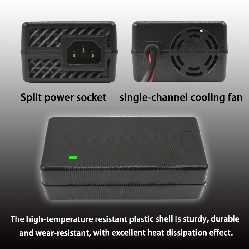 High-Power 10A/15A Lithium Battery Charger with Built-In Cooling Fan