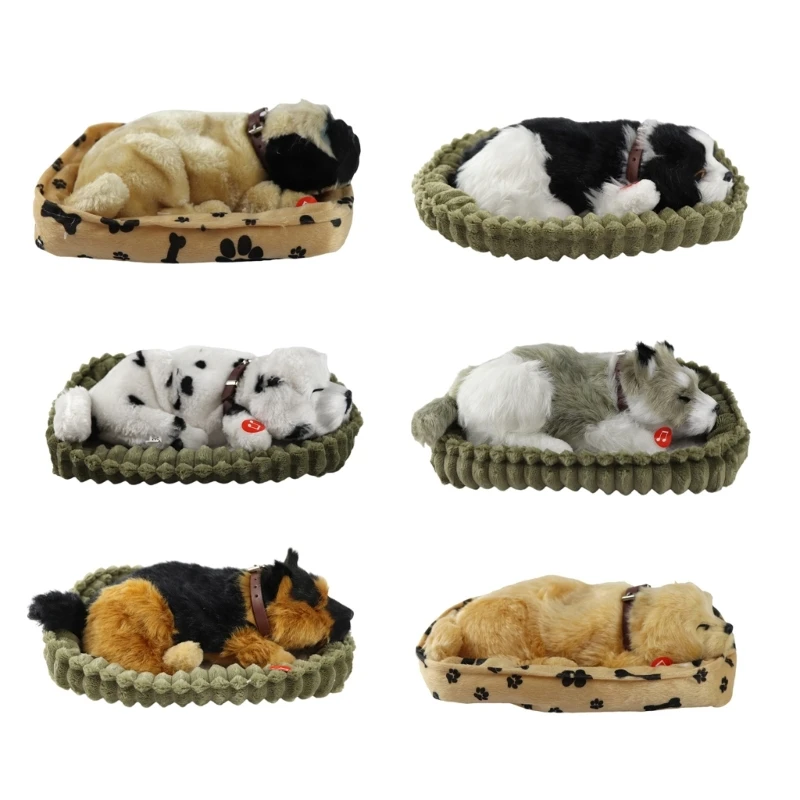 Realistic Sleeping Plush Breathing Dog Animals Toy with Mat Stuffed Toy Interactive Pet Puppy Dolls for Kids Adults plush toys