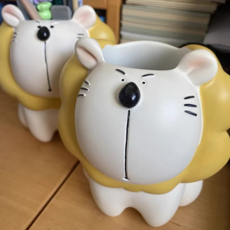 Durable Silicone Mold Lovely Lions Shaped Flower Pots Succulent Planter Pots Mould Pen Holder Moulds Home Decorations C1FC