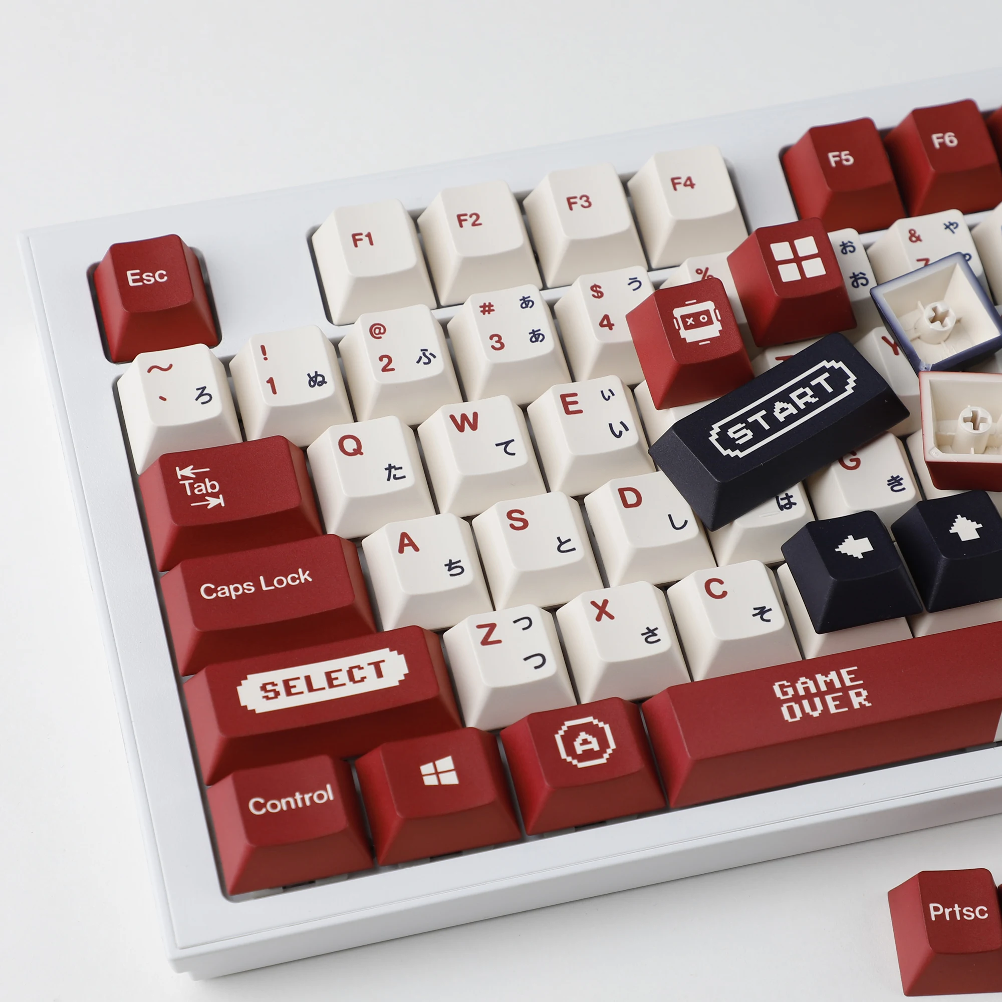 Gameboy-keycaps Retro Japoneses Vermelho Bege Dye Sub Pbt Perfil de Cereja Tkl Gk61 96 Gmmk mx Teclado fc Grosso - Imagem 3