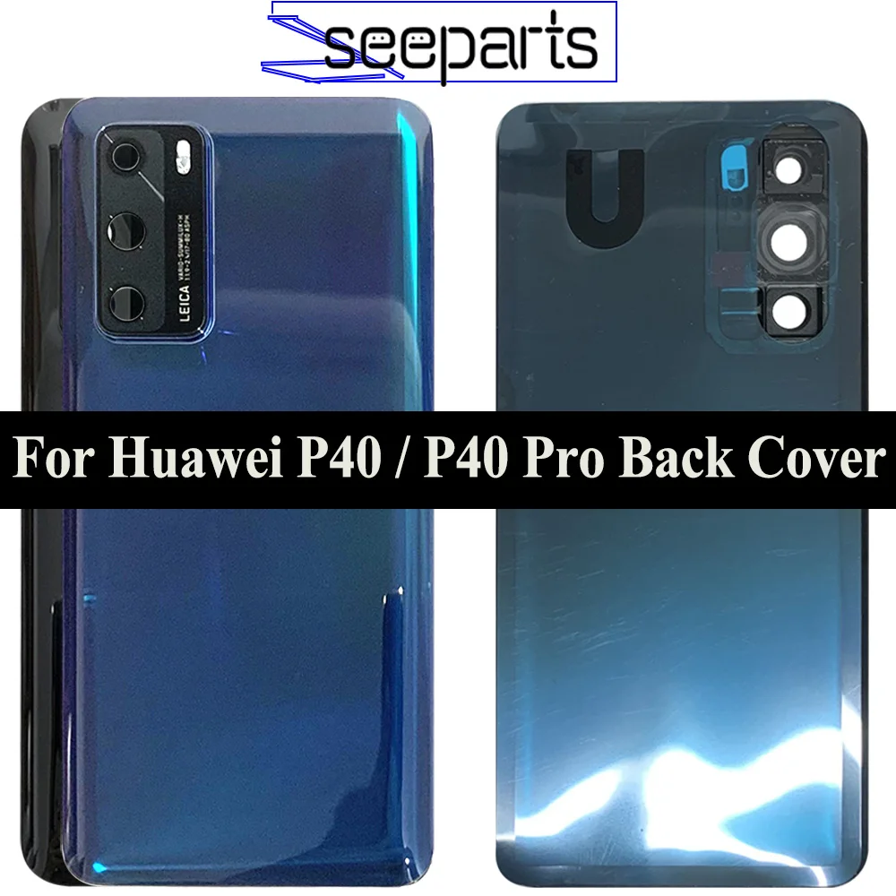 

Крышка батарейного отсека для Huawei P40 Pro, задняя крышка корпуса, задняя крышка для Huawei P40, Крышка батарейного отсека со стеклянным объективом камеры