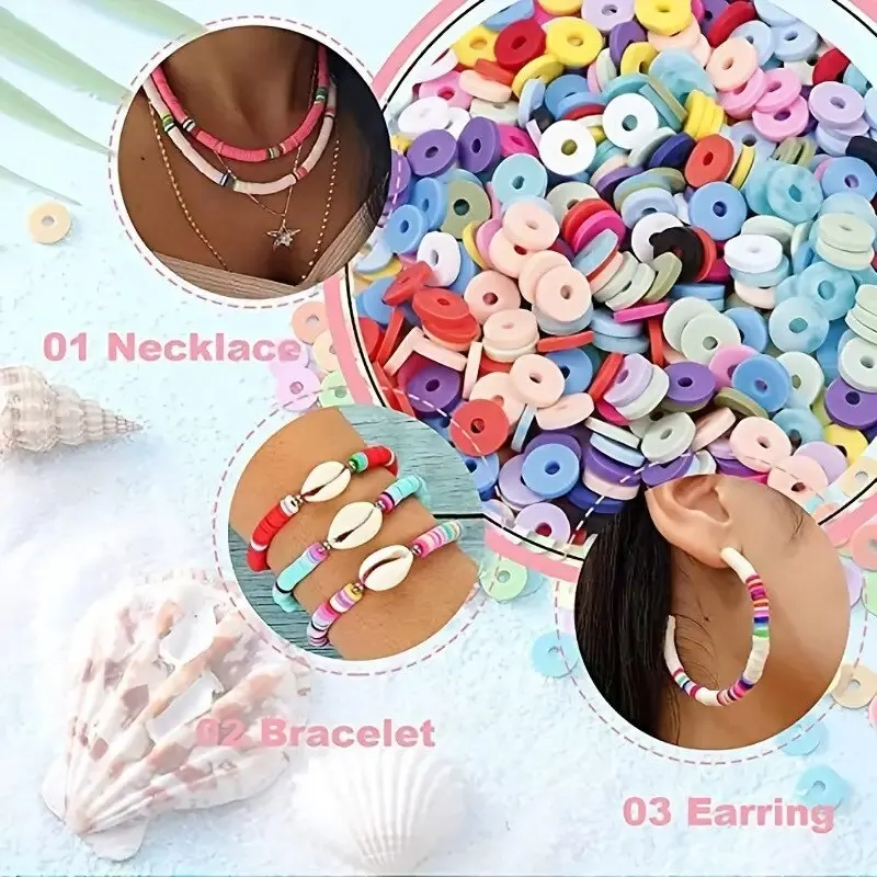 6mm Polymer Clay Beads Set Diy 24 Rainbow Color Flat Chip Beads For Boho  Bracelet Necklce Making Letter Beads Q