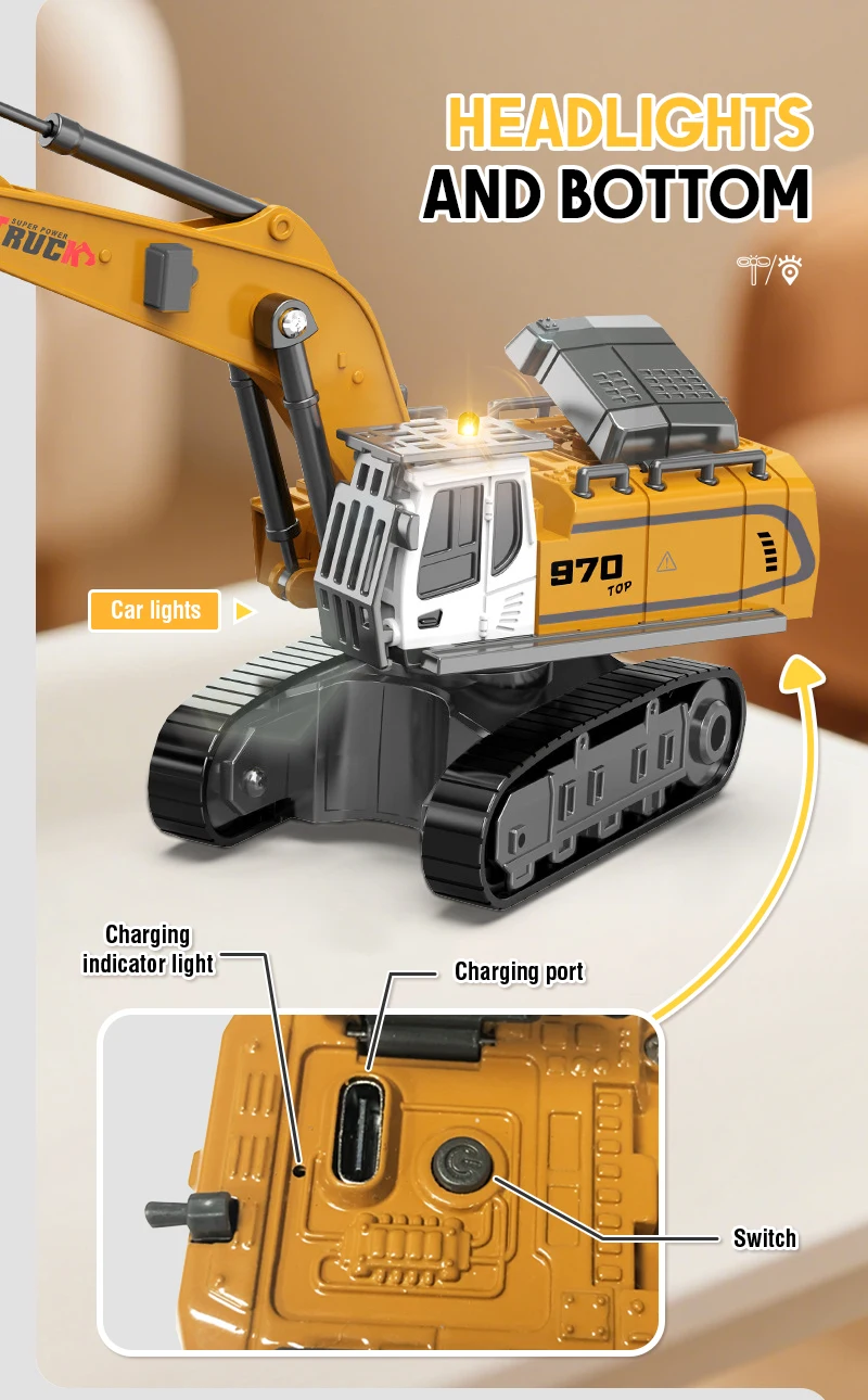 Remote Controlled Rc Excavator Alloy Construction Vehicle Toy_voghion.com