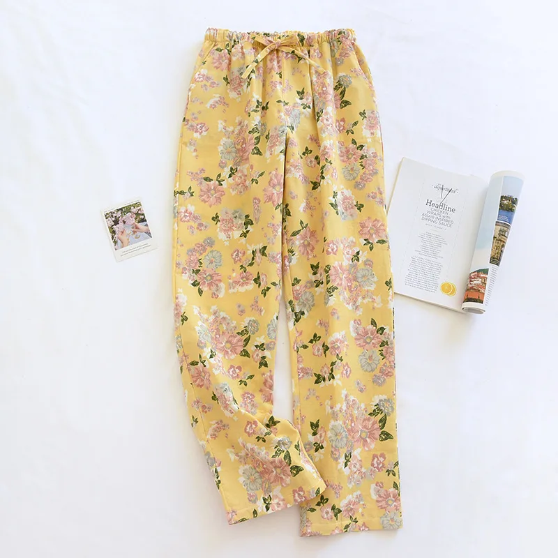 2024 New Japanese Women's Pajamas 100% Cotton Ladies Pants Big