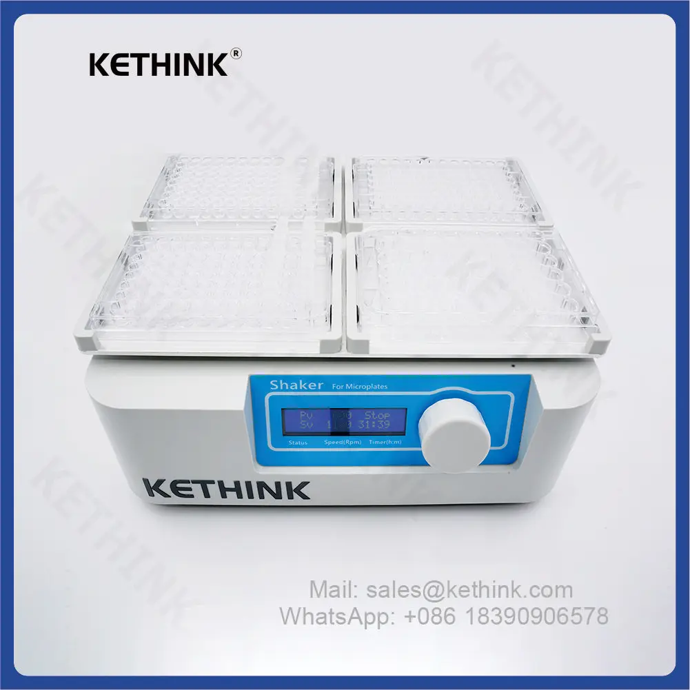 KT-MS100 실험실 마이크로 플레이트 셰이커, LCD 디스플레이, 알루미늄 히팅 블록 선택, 4 개