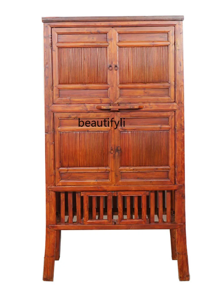 

Vintage Solid Wood Locker Classical Old Bamboo Cabinet Old Furniture Cupboard Tea Cabinet Sideboard Cabinet