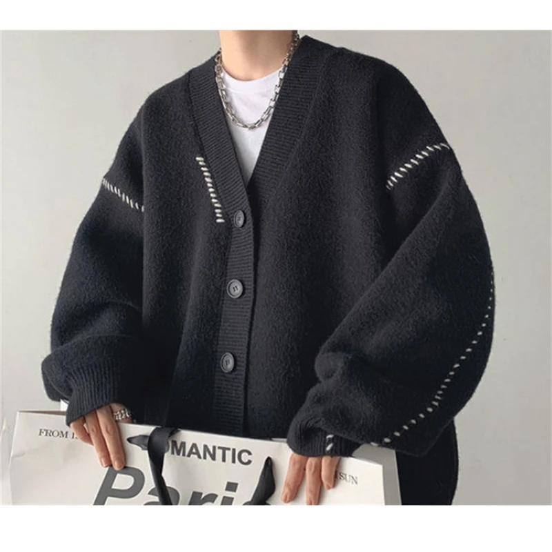 Fleece Men's Winter Oversized Jacket Thermal Custom Top College Knitted Quilted  Flower Baroque Coat Parkas Long Cardigan Korean - AliExpress