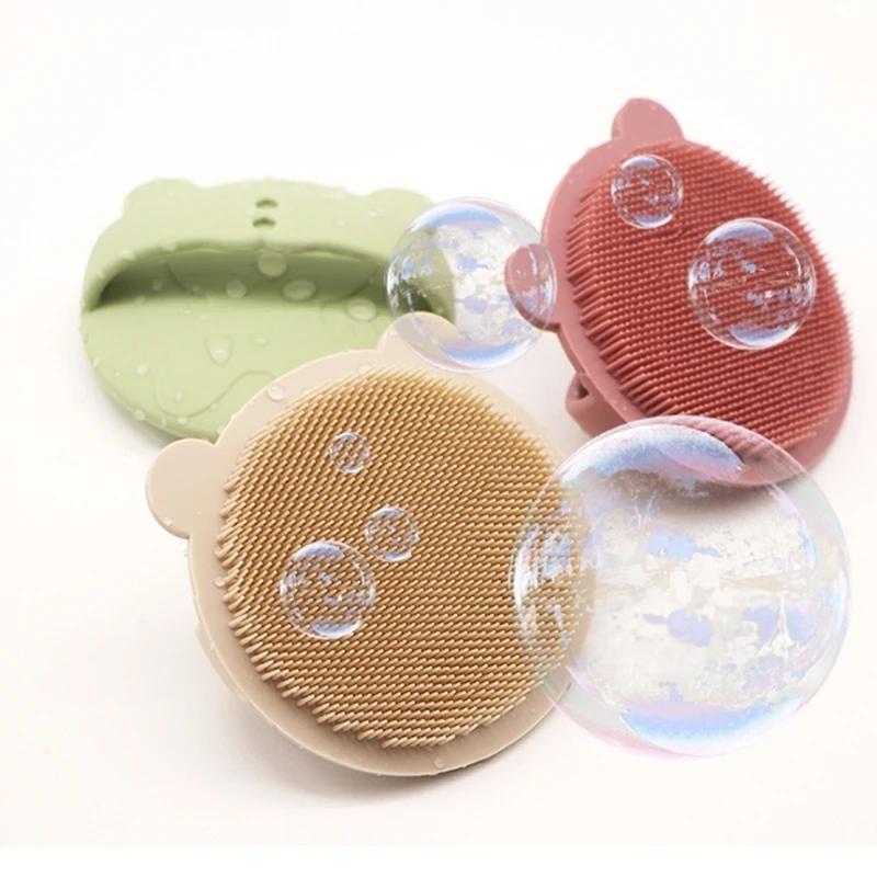 Safety Silicone Baby Bath Brush Newborn Scalp Massage Brush Boys Girls Bathing Shampoo Wet and Dry Hair Scrubber