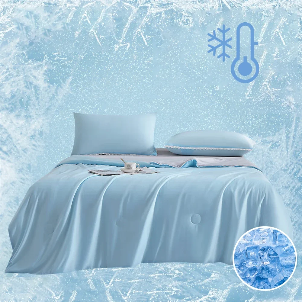 

Cooling Blankets Smooth Air Condition Comforter Lightweight Summer Quilt with Double Side Cold & Cooling Fabric