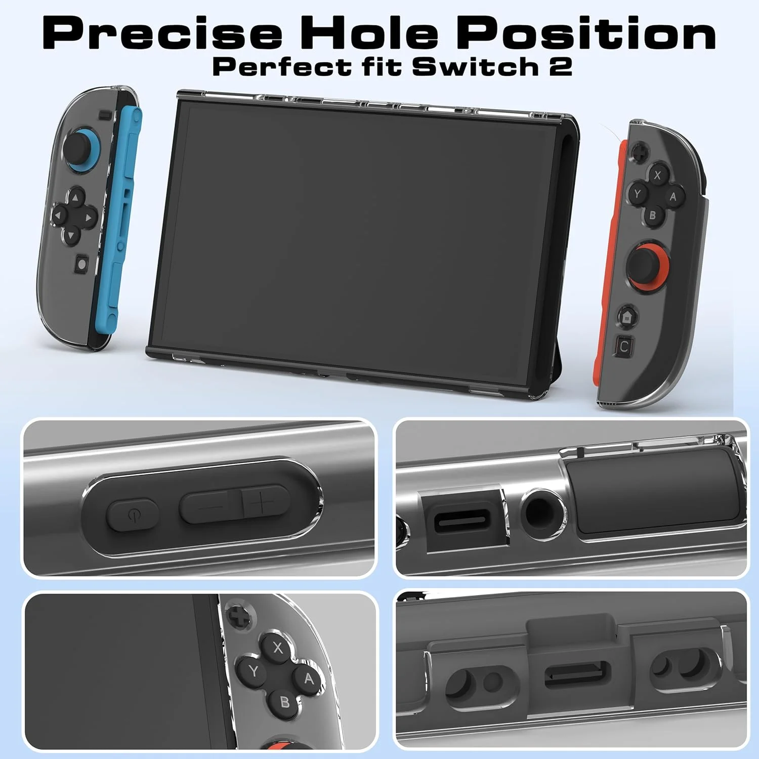 Game Console Case Clear Cover for Nintendo Switch 2 Joycon PC+TPU Crystal Anti-Scratch Split Shell Protector NS2 Accessories