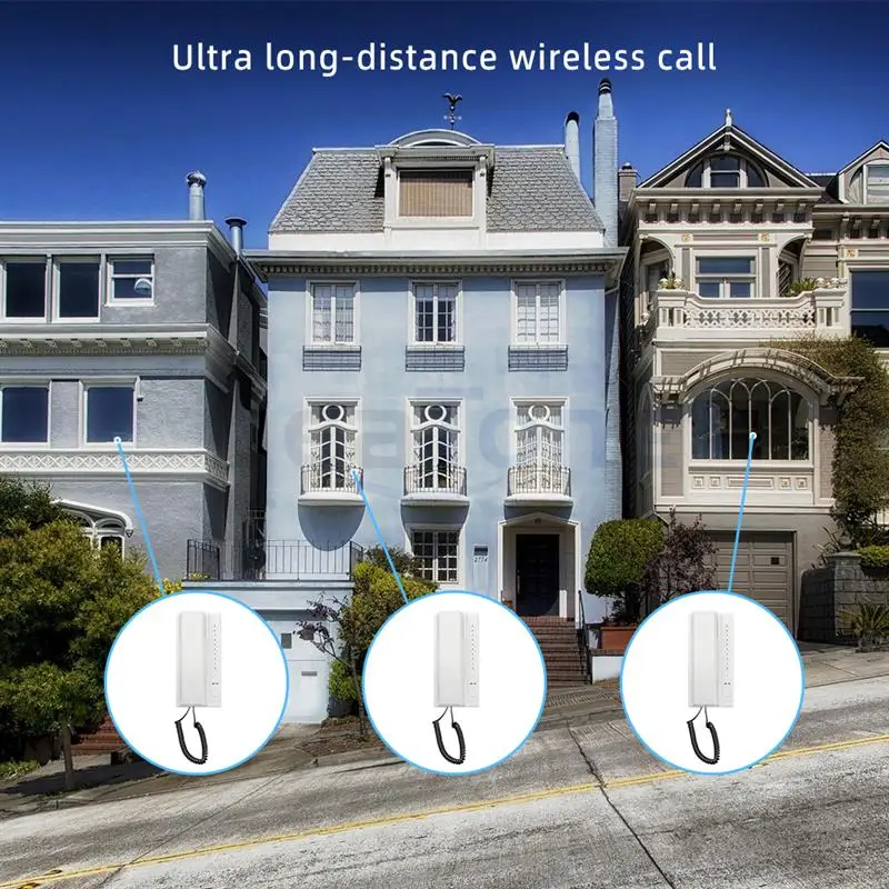JeaTone 2.4GHz Wireless Recharged Audio Door Phone Intercom System Secure Interphone Handsets for home warehouse office