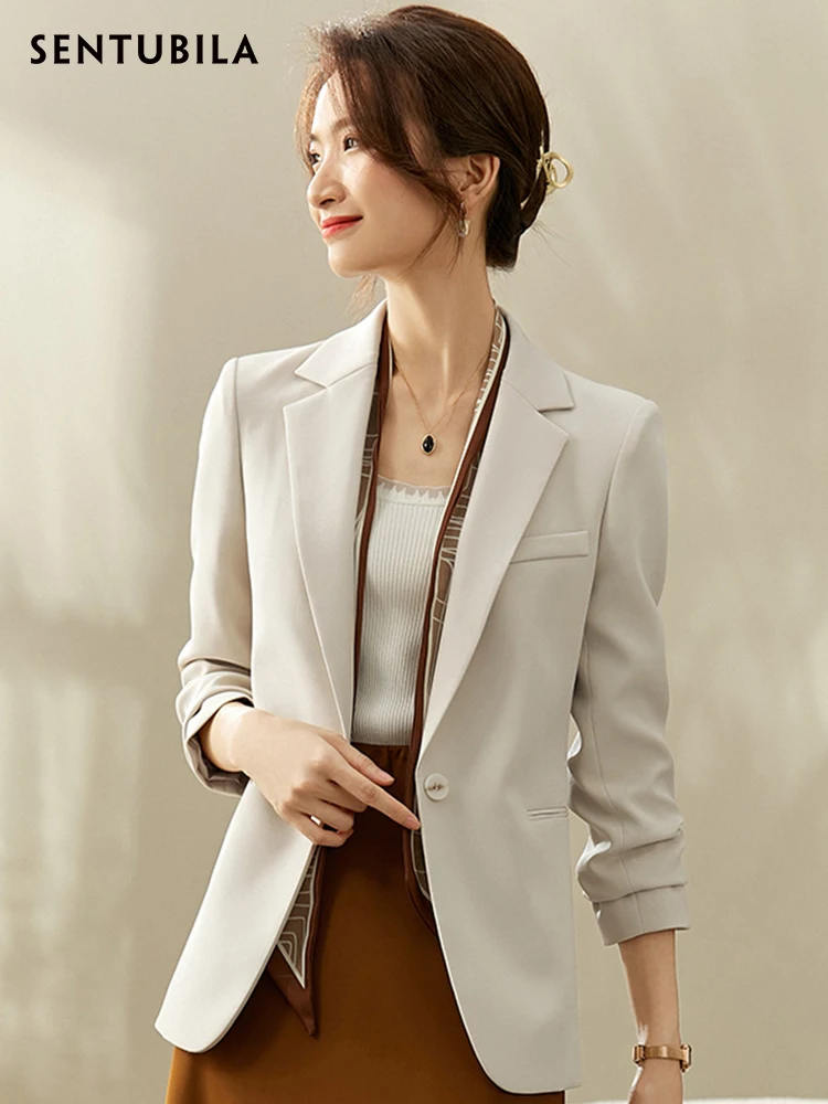 

SENTUBILA Spring Blazer Women 2024 Elegant Fashion Office Lady Work Business Professional Straight Notched Suit Jacket 123X43564