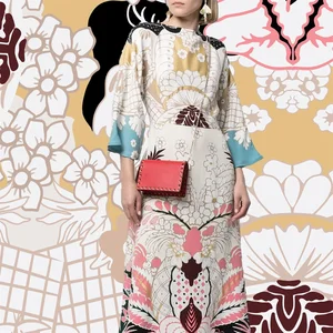 V-образное Брендовое платье, атласная Модная ткань из полиэстера с принтом, новинка на весну и лето, дизайнерский материал для шитья, ткань для одежды на метр