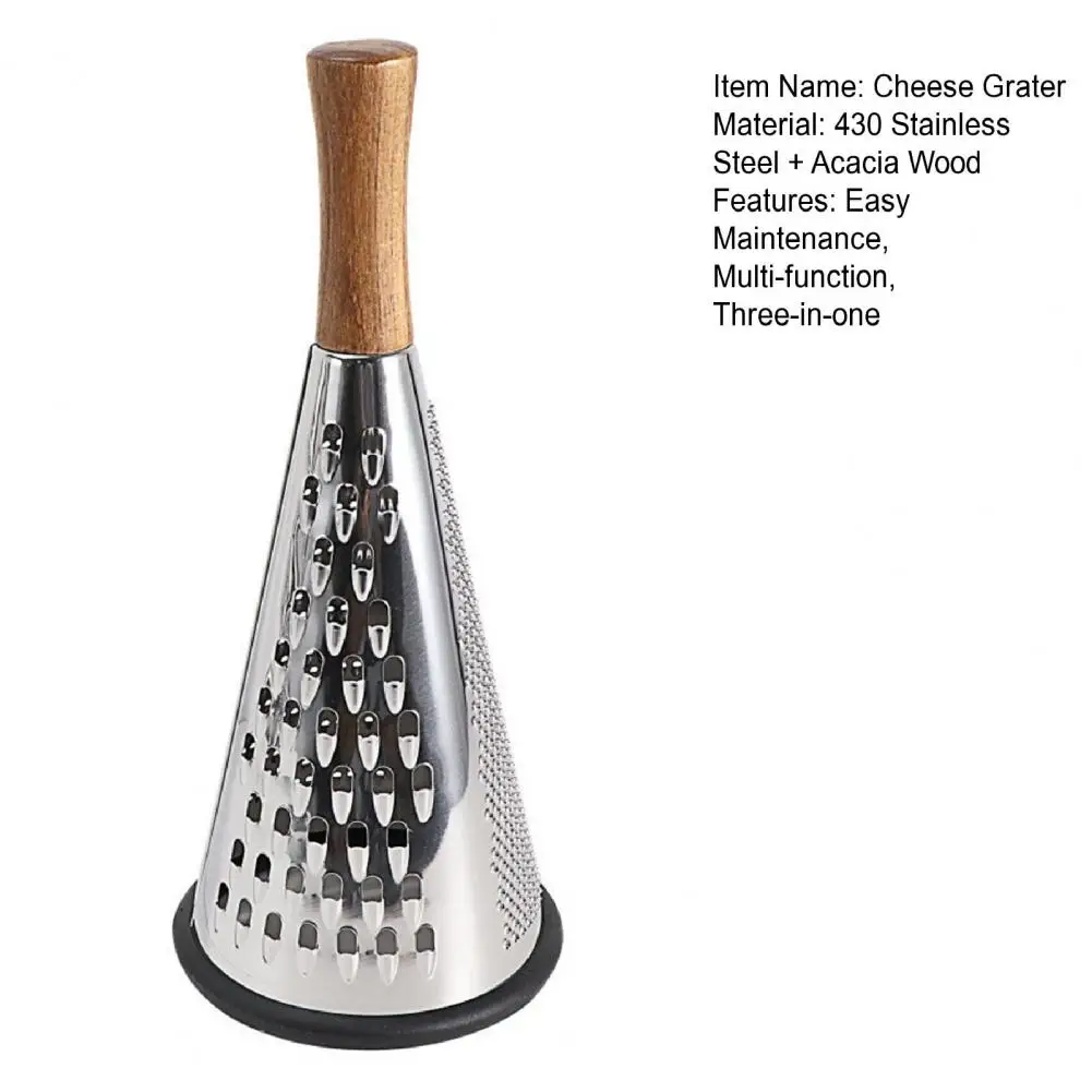 20-30cm Stainless Steel Cone Cheese Grater With Wood Handle 3 Sided Vegetable Shredder For Grating Kitchen Shredder For Parmesan
