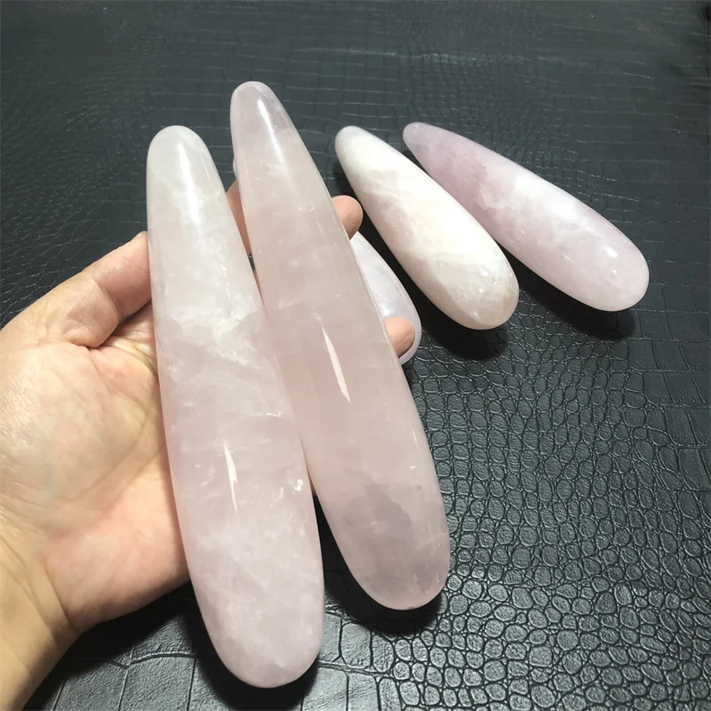 Natural rose quartz crystal wand Personality pink quartz massage stick Gemstone beauty bar Healing for women gift 4