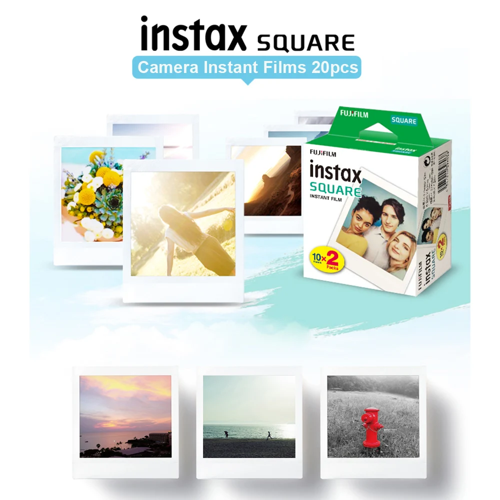 Instax SQ10 SQ6 SQ20 인스턴트 카메라용 SP-3 프린터 후지필름 인스탁스 스퀘어 화이트 엣지 필름 포토 페이퍼 10/100매