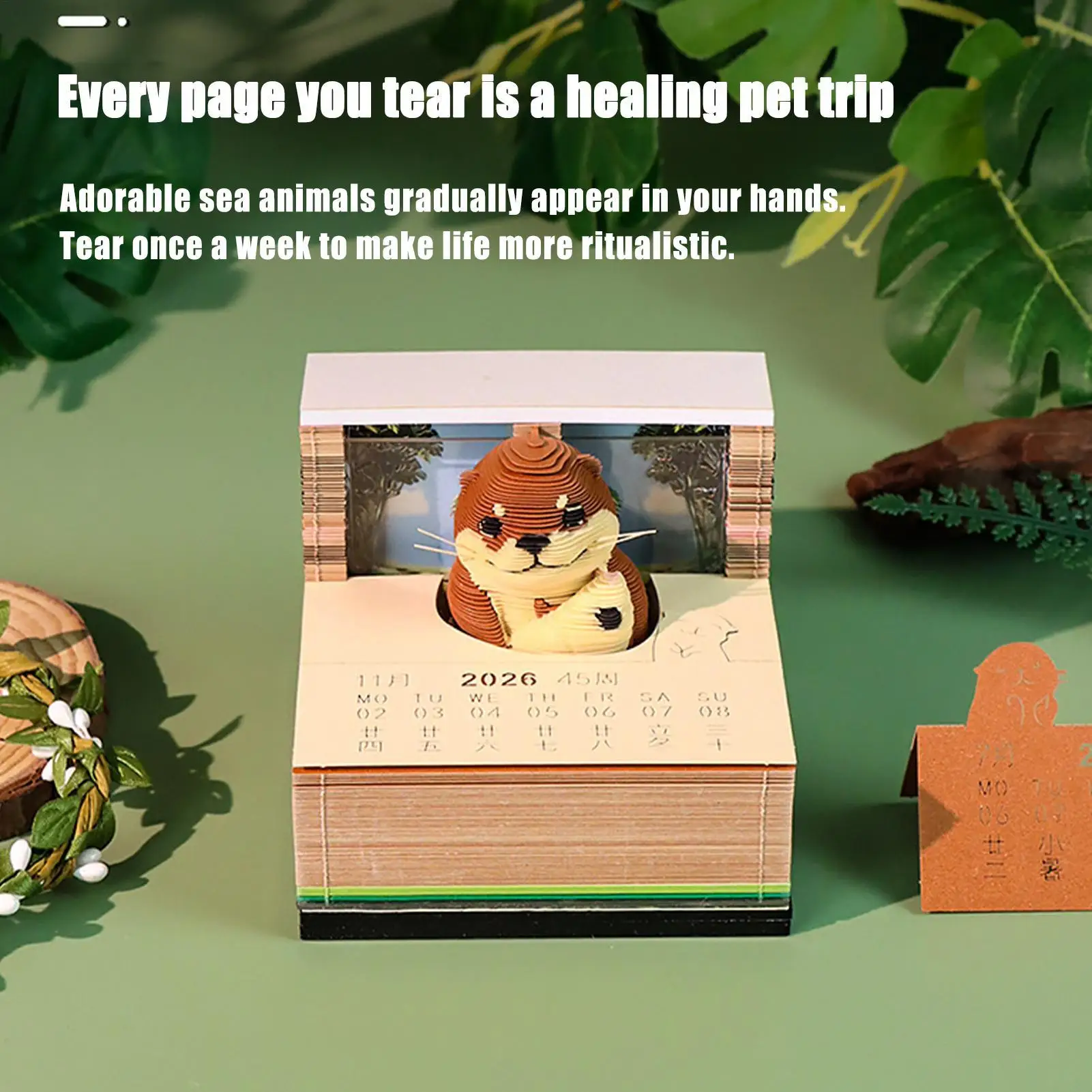 3D Memo Pad Cute 3D Animal Paper Carving Art Memo Pad With Acrylic Cover For Home Offices School Dormitory Apartment Bedroom