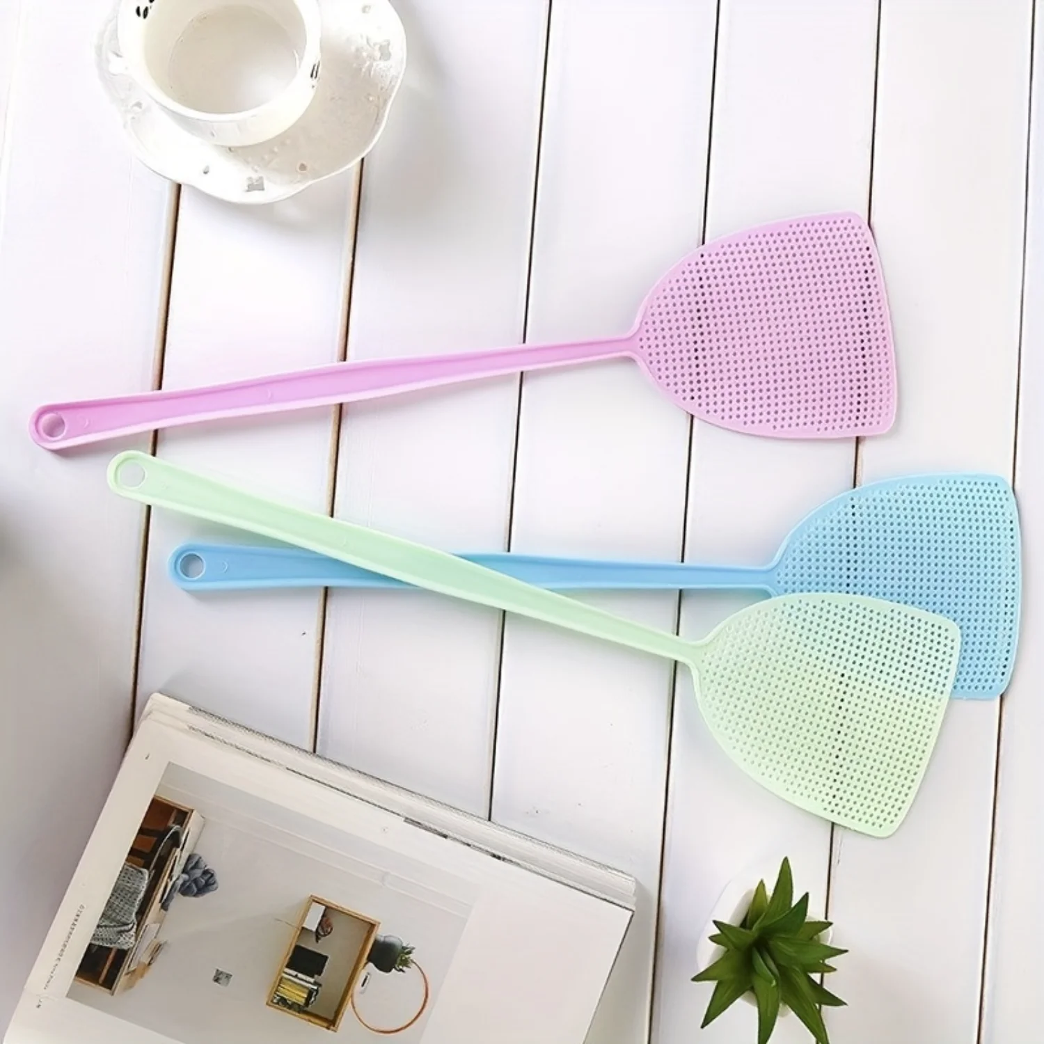 3pcs Long-Handled Fly Swatter-Durable Plastic, Manual Mosquito Killer, Summer , Back to School Supplies, Household Pest Contro