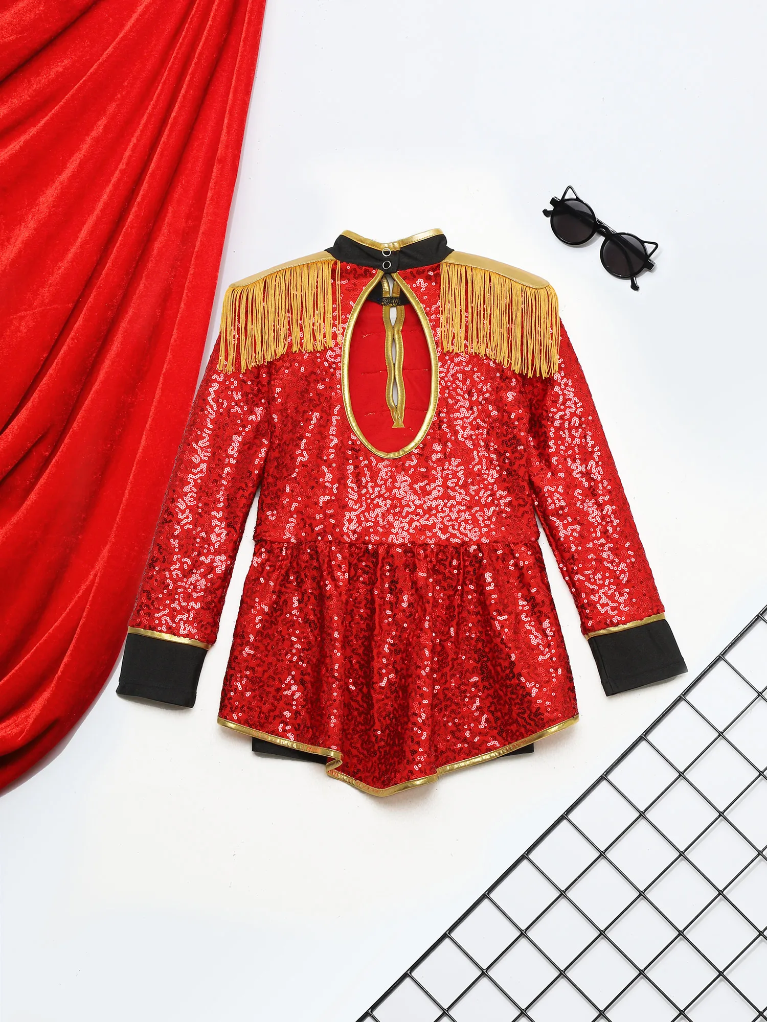 Cosplay Costume Girls Carnival Dress-up Theme Party Sequins Tuxedo Tailcoat Bodysuit