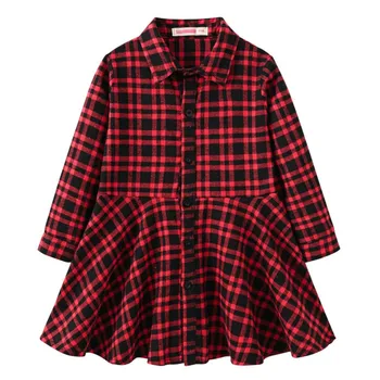 Christmas Kids Girs Dress Fashion Plaid Leisure Long Sleeved Dress Kids Party Dress Autumn Spring Casual Girl Dresses Clothing 2