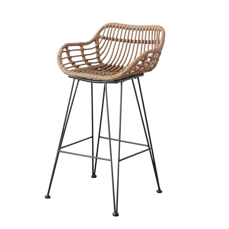 Modern Minimalist High Chairs Reception Iron Ergonomic Counter Backrest Relaxing Home Furniture