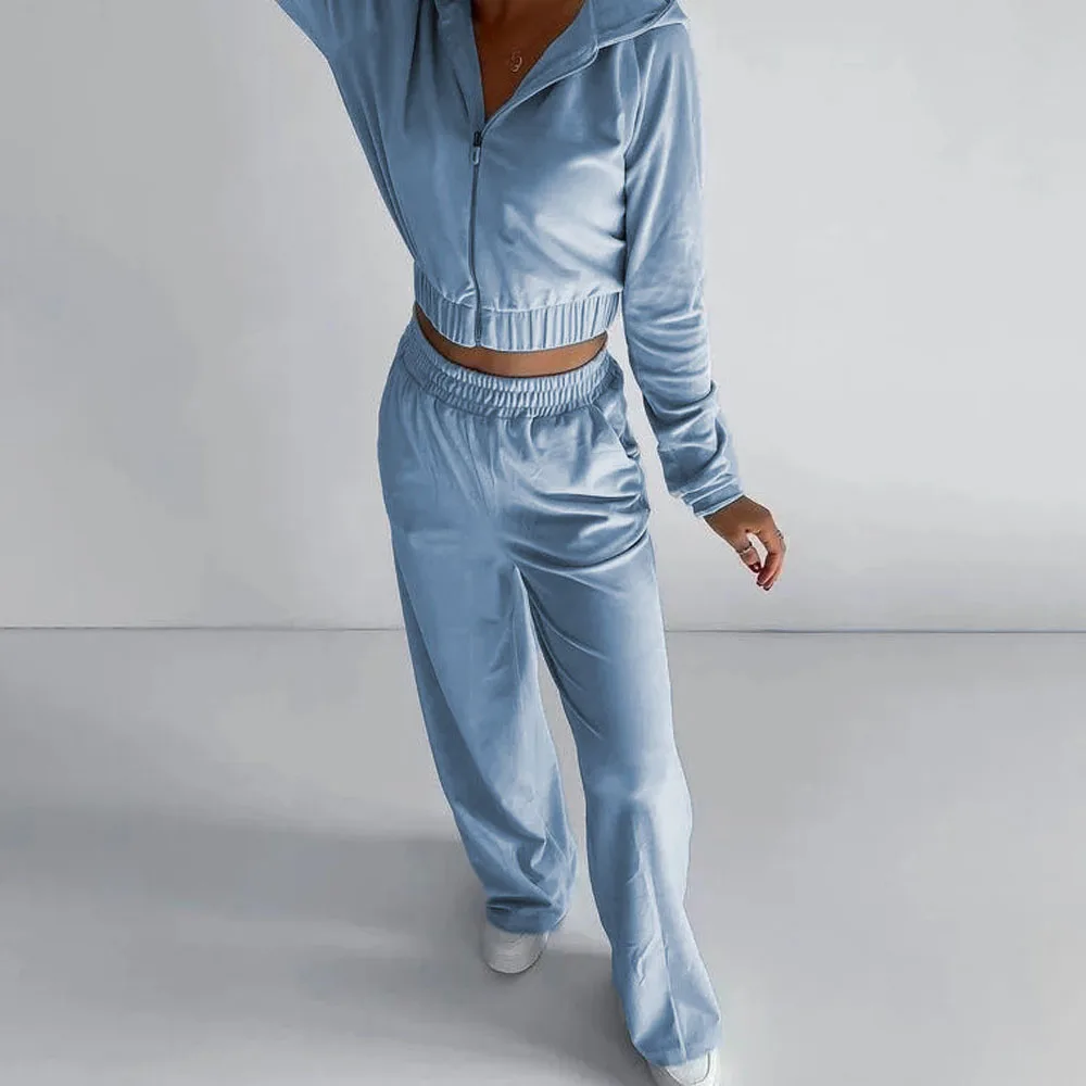 Women Spring Summer Sweatshirt Sets Cropped Hooded Coats