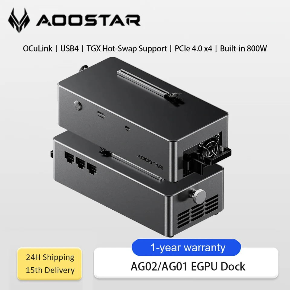 AOOSTAR AG02/AG01 EGPU Dock with OCuLink & USB4 Dual Ports, PCIe
