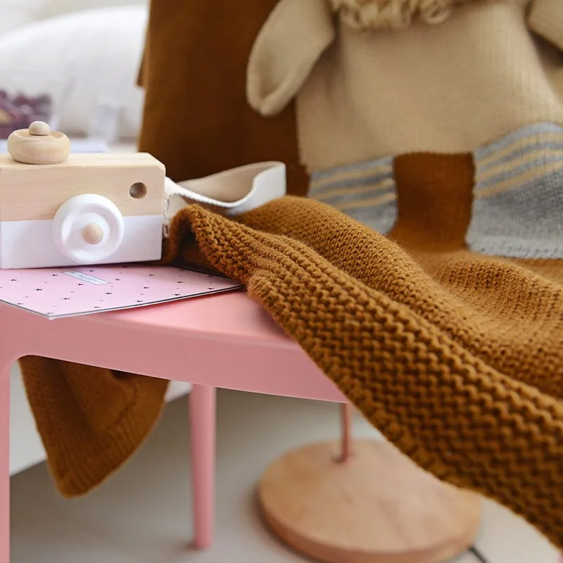 Cotton Crochet Baby Blanket Thermal Blanket with 3D Cartoon Lion Design Knitted Throw for Crib Stroller Infant Toddler
