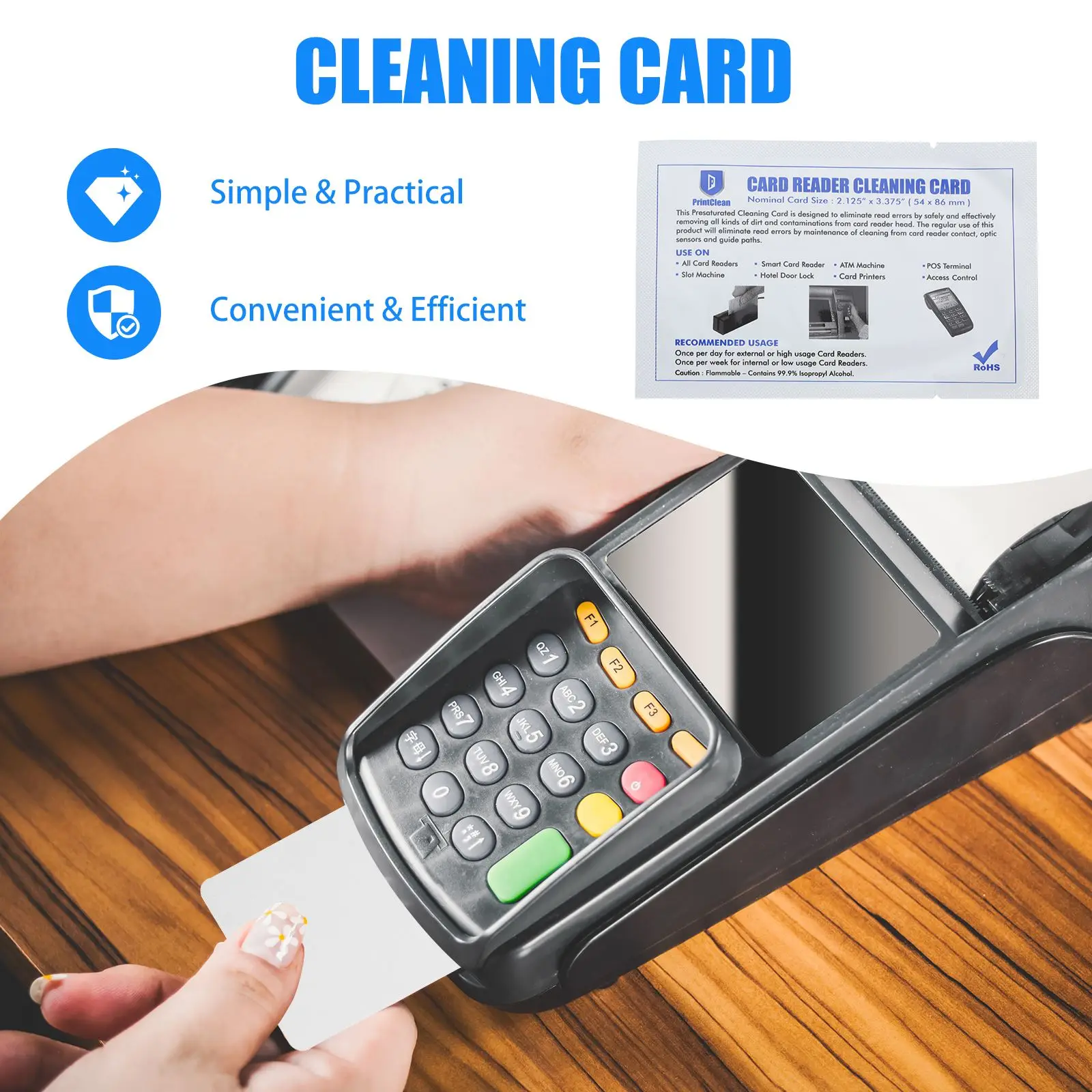 10Pcs Printer Cleaning Cards Card Reader Cleaning Cards Reusable Cleaning Cards POS Terminal Cleaner Credit Card Machine Cleaner