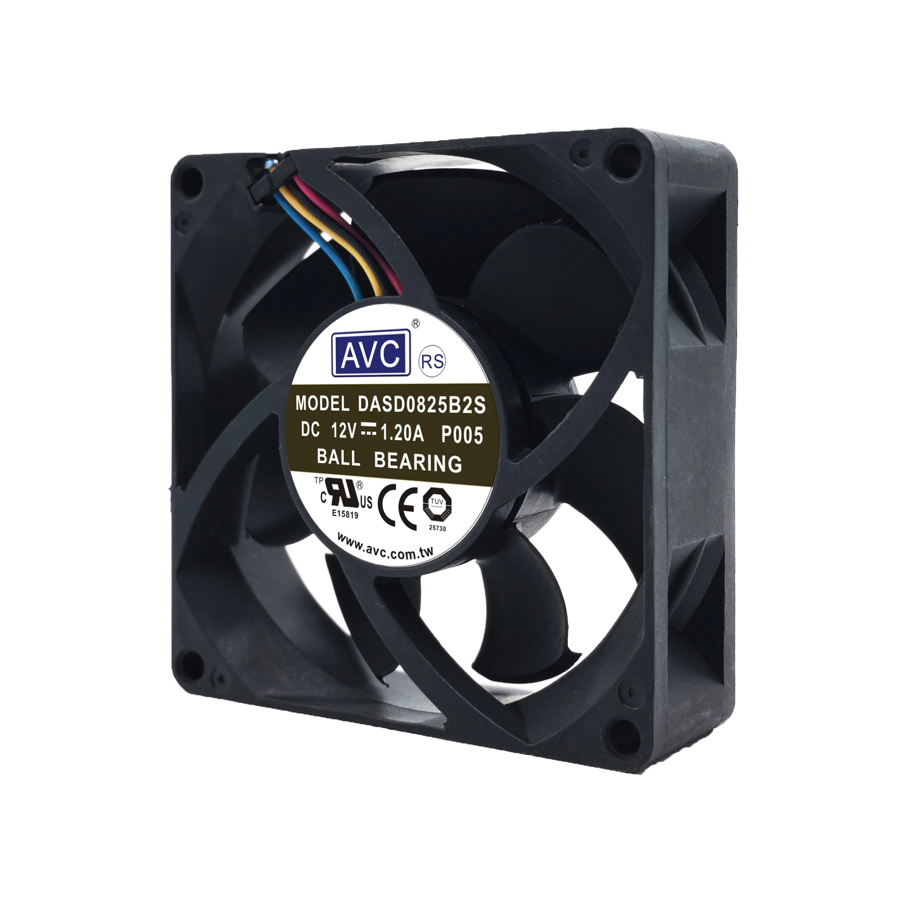AVC DASD0825B2S 80mm 12V 1.20A 고속 서버 냉각 팬 PWM, 서버 섀시용 듀얼 볼 80x80x25mm