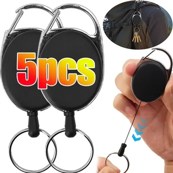 Anti Lost Retractable Keychain Badge Holder Reel with Metal Clip Cord Work Office Nursing ID Card Key Chain Outdoor Activities