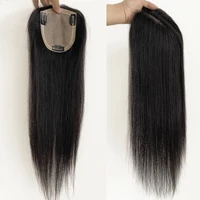 8x12cm Hand Tied Silk Base Human Hair Topper Hair Extension Wigs Virgin European Hair Silk Top Lace Toupee for Women with Clips in Hairpiece 5