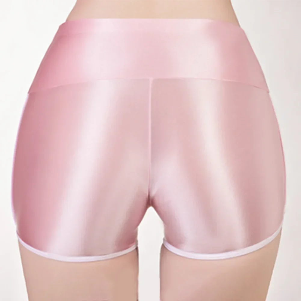 Women Sexy Oil Shiny Glossy Bikini Underwear Stretch Panties Breathable Lingerie Smooth Yoga Sports Shorts Ultra-Thin Underpants