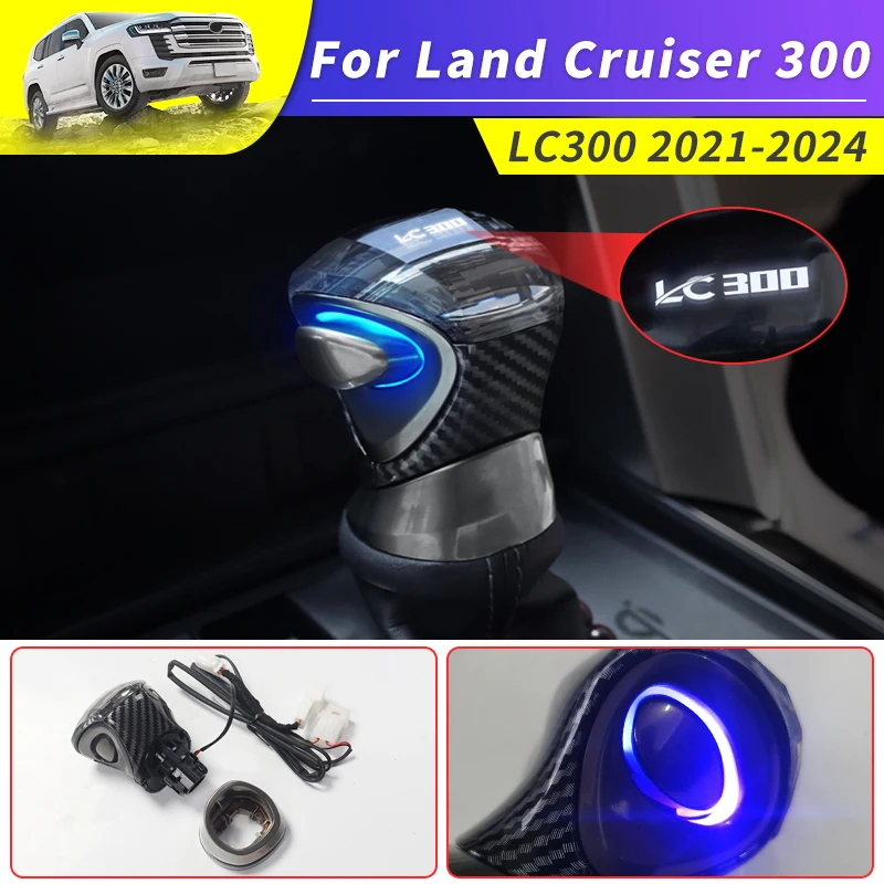 도요타 랜드 크루저 300 LED 크리스탈 핸들 기어 헤드, 2021-2023 2022, LC300 FJ300 인테리어 업그레이드 액세서리