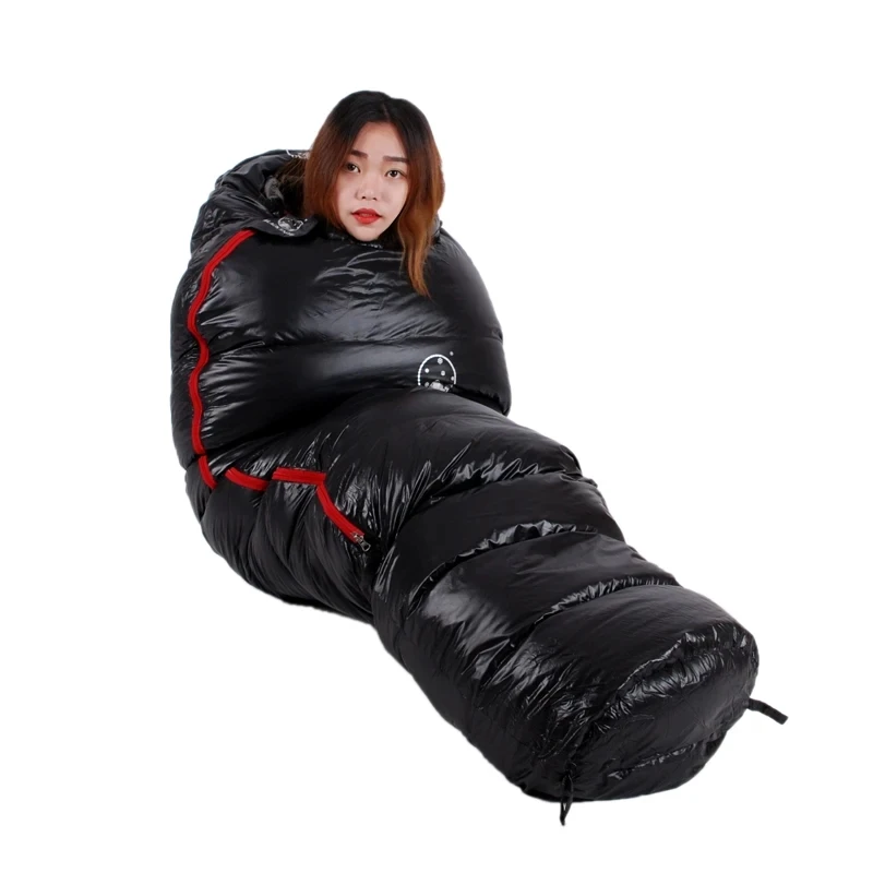 Black Snow Camping Goose Down Sleeping Bag Warm Down Filled Adult Mummy Style Sleep Bag 4 Seasons Camping Travel Sleeping Bag 5